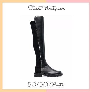 Stuart Weitzman Black 5050 Studded Boots